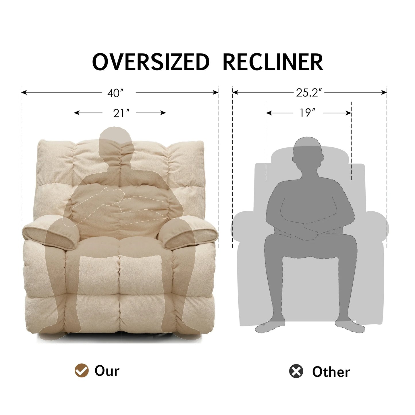 Summer Sale - Oversized Rocker Recliner Chair