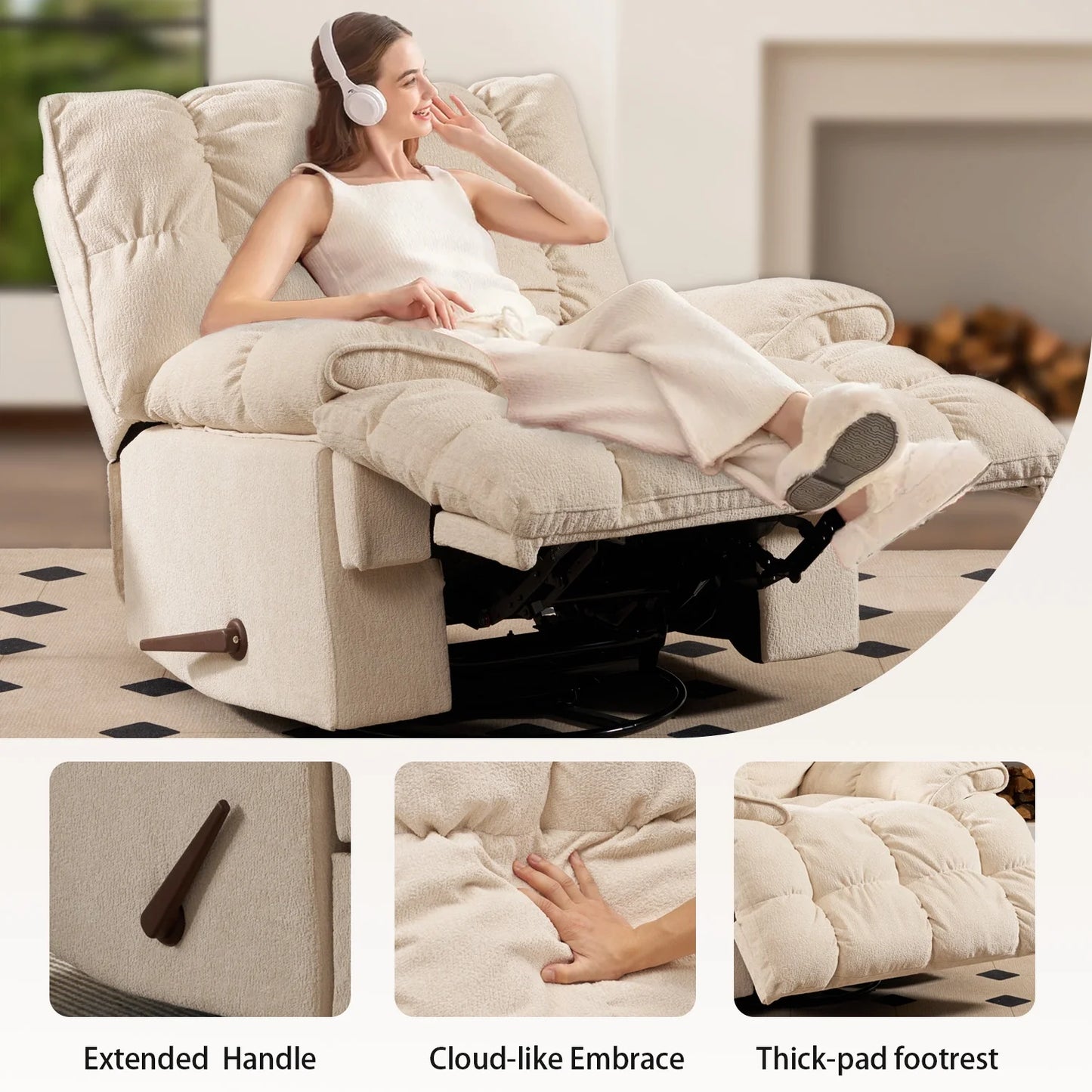 Summer Sale - Oversized Rocker Recliner Chair