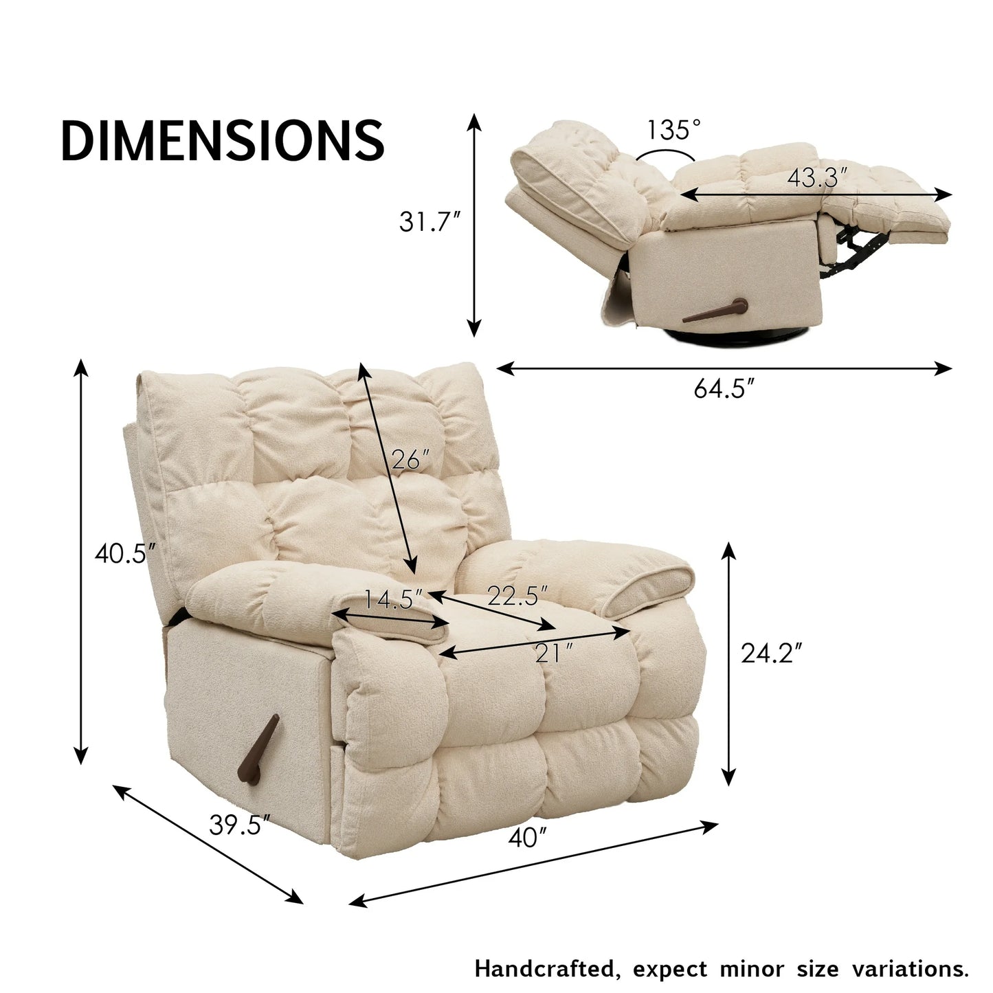 Summer Sale - Oversized Rocker Recliner Chair